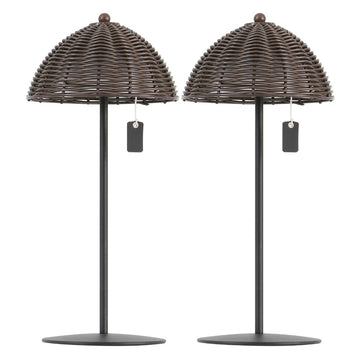 Tilly 12.75" Modern Coastal Indoor/Outdoor Wicker Shade Rechargeable/Cordless Dimmable Integrated LED Table Lamp